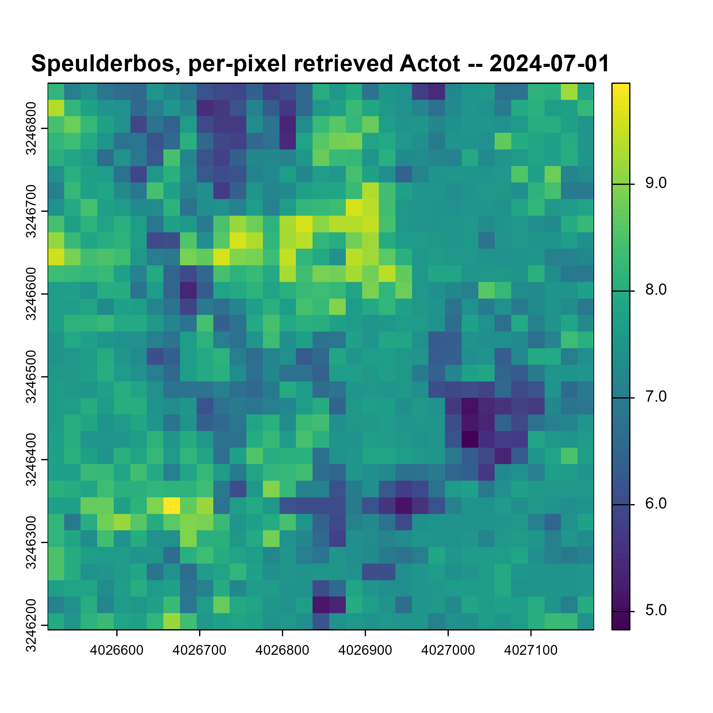 Net photosynthesis map from real Sentinel-2 imagery
